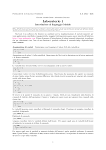 Laboratorio 1: Introduzione al linguaggio Matlab