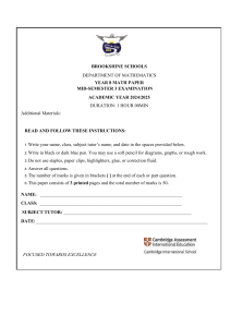 Year 8 Math Mid-Semester 3 Exam Paper 2024/2025 - Brookshine Schools