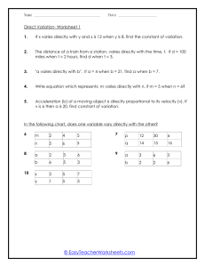 Direct Variation Worksheet 1 | Algebra Practice Problems