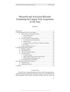 Microsoft Activision-Blizzard Acquisition: Antitrust & Gaming Market Analysis