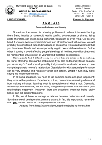 English Exam: Politeness vs. Honesty - Reading & Writing