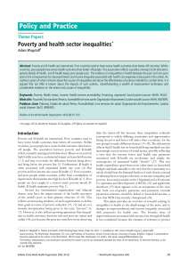 Poverty & Health Sector Inequalities: A Theme Paper