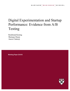 Digital Experimentation & Startup Performance: Evidence from A/B Testing
