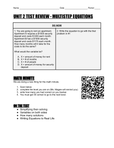 Unit 2 Test Review: Multistep Equations Worksheet