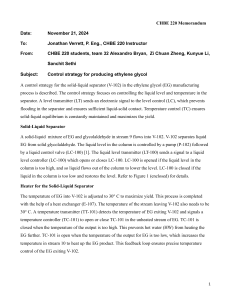 Ethylene Glycol Production Control Strategy