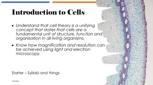 Cell Biology: Intro to Cells, Microscopy & Course Overview