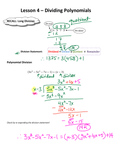 Dividing Polynomials: Lesson & Examples