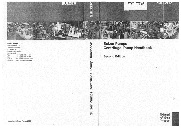 Suzer Pump.pdf Sulzer Pumps Centrifugal Pump Handbook: Principles, Operation, Tests