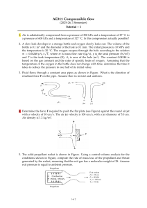 AE311 Compressible Flow Tutorial 1: Fluid Mechanics Problems