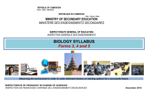 Cameroon Biology Syllabus: Forms 3, 4, 5 - Secondary Education 2014