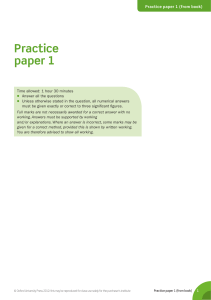 Mathematics Practice Paper 1: Calculus, Vectors & Probability (Oxford 2012)