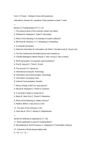 Form 3 IT Exam: Multiple Choice Questions on Computer Fundamentals