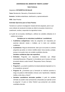Estad&iacute;stica en Salud: Ejercicios de Clase Pr&aacute;ctica
