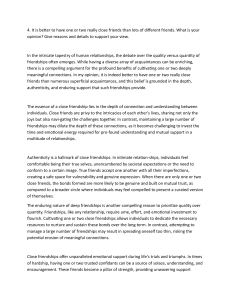 The Value of Close Friendships: Quality Over Quantity in Relationships