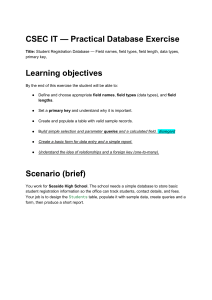CSEC IT Practical Database Exercise: Student Registration & Design