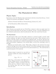 Photoelectric Effect Lab Manual: Theory, Experiment & Analysis - PCS224