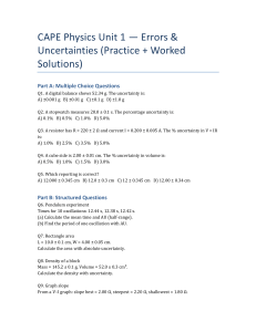 CAPE Physics Unit 1: Errors & Uncertainties Practice Questions & Solutions