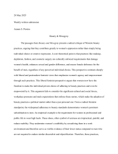 Beauty & Misogyny: A Radical Feminist Critique of Western Beauty Practices