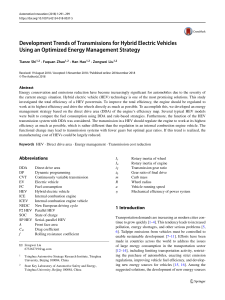 HEV Transmission Development Trends: Optimized Energy Management Strategy