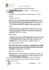 Beaconhouse Student Council Application Form - Head Boy