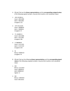 Binary Representation & Number Systems: Signed, Unsigned, ASCII Exercises