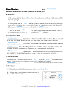 Blood Basics Worksheet: Components, Types, & Transfusions