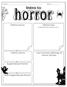 Intro to Horror: Literary Elements, Subgenres & Analysis Worksheet