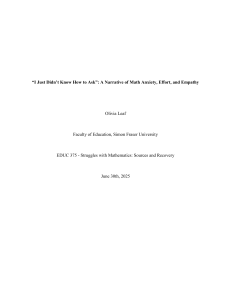 Math Anxiety: A Narrative of Effort, Empathy, and Recovery in Education