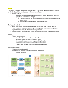 Psychology Week 1: Scientific Method, Biopsychosocial Model & History
