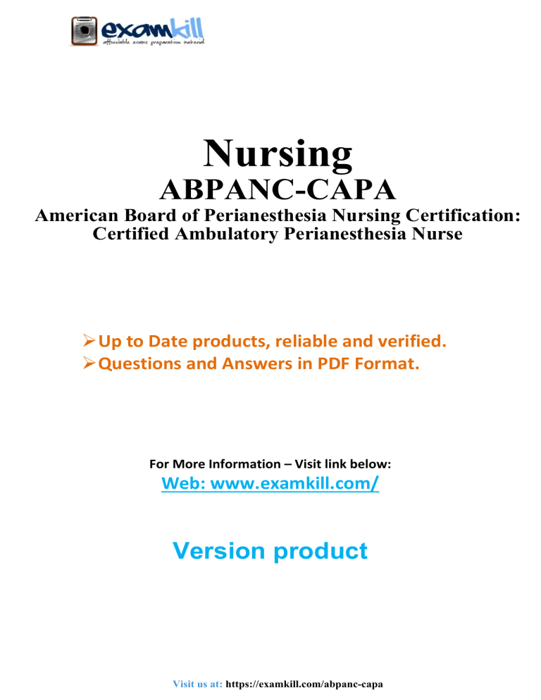 ABPANC-CAPA Exam Questions: Perianesthesia Nursing