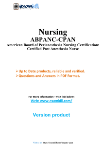 ABPANC-CPAN Exam Questions: Perianesthesia Nursing