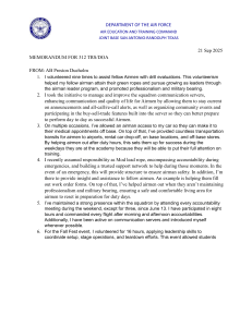 Air Force Memorandum: Airman Contributions & Goals