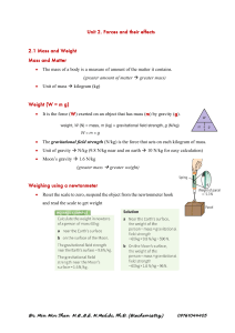 Forces and Motion: Mass, Weight, Momentum - Physics Notes