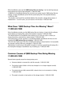 Call +1-800-223-1608 Fix QuickBooks Missing Backup File Error Instantly