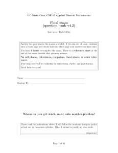 UC Santa Cruz CSE 16 Final Exam: Applied Discrete Mathematics