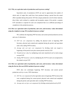Process Costing: Equivalent Units of Production (EUP)