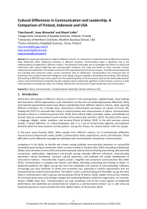 Culture, Communication, and Leadership: Finland, Indonesia, USA