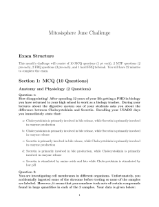 Mitosisphere June Biology Challenge Exam - MCQs, MTFs, FRQs