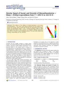 MEA + Water + NEP: Density, Speed of Sound, Viscosity Study
