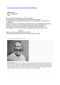 O Me! O Life! by Walt Whitman: Poem Analysis & Lesson Plan