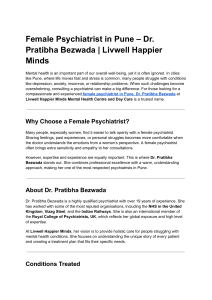 Dr. Pratibha Bezwada: Female Psychiatrist in Pune | Mental Health