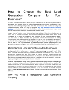 Choosing a Lead Generation Company: A Guide