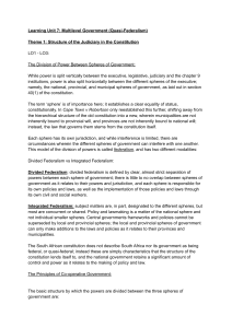 Multilevel Government & Quasi-Federalism: South African Constitution
