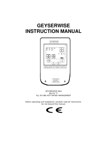 Geyserwise Max Delta T Hot Water Management Instruction Manual