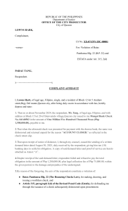 Complaint-Affidavit: Bouncing Checks (BP 22) & Estafa Case