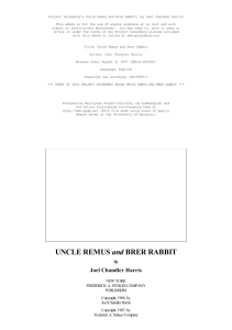 Uncle Remus and Brer Rabbit Stories