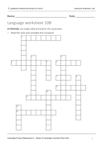 Cambridge Primary Math Stage 6: Language Worksheet 10B Crossword