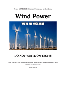 Texas A&M 2025 Science Olympiad Wind Power Test (Division B)