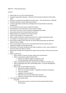 Policy & Governance Lecture Notes: Public Policy & Good Governance