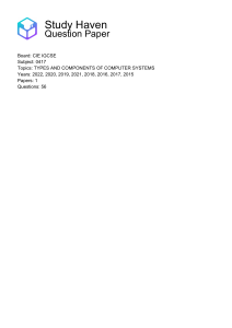 CIE IGCSE 0417 Computer Systems Past Papers (2015-2022)